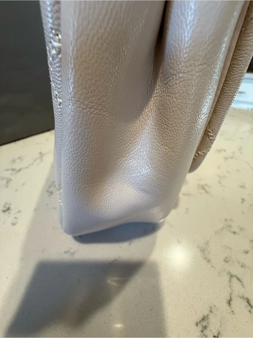 Tory Burch Cream Quilted Chain Crossbody Bag with Gold Hardware